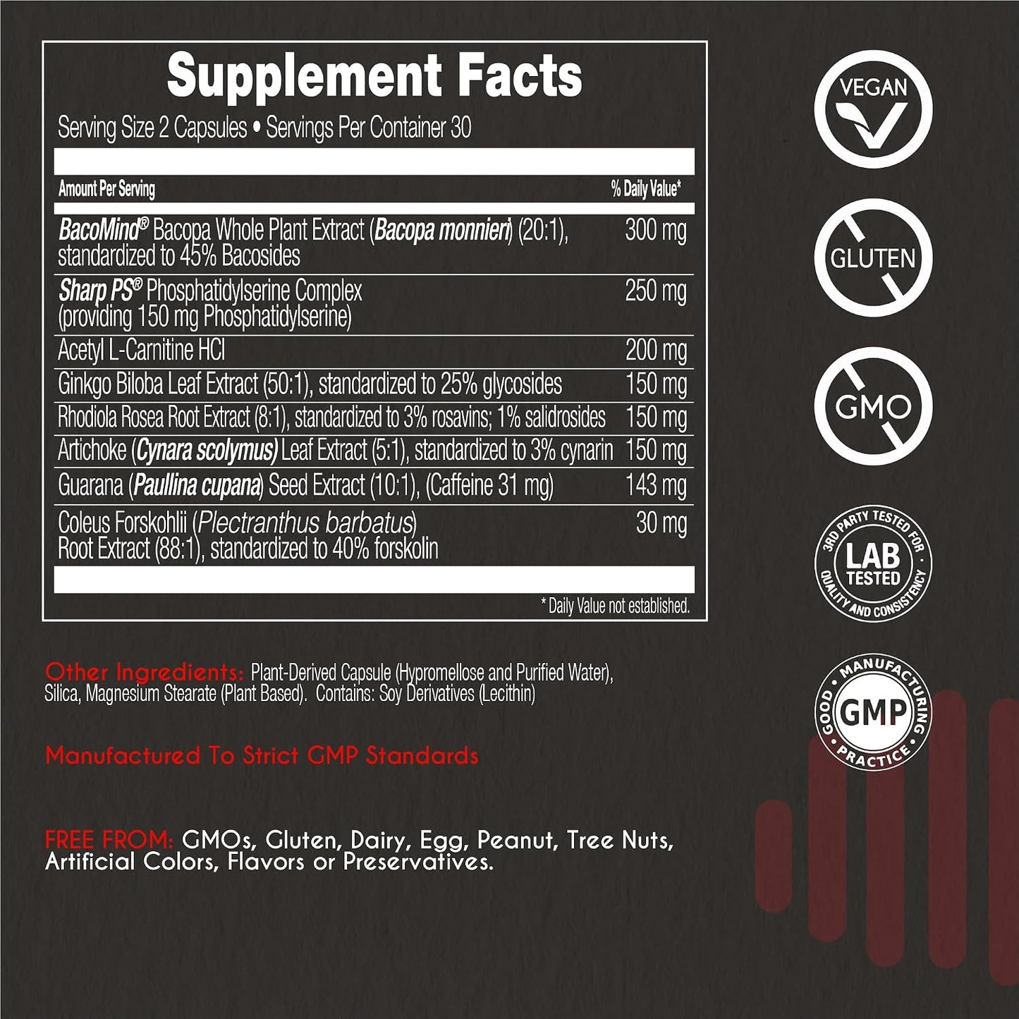 myBrainCo. Sharp Mind - Nootropic Food Supplement for Memory and Focus - 60 Vegetarian Capsules - görsel 5