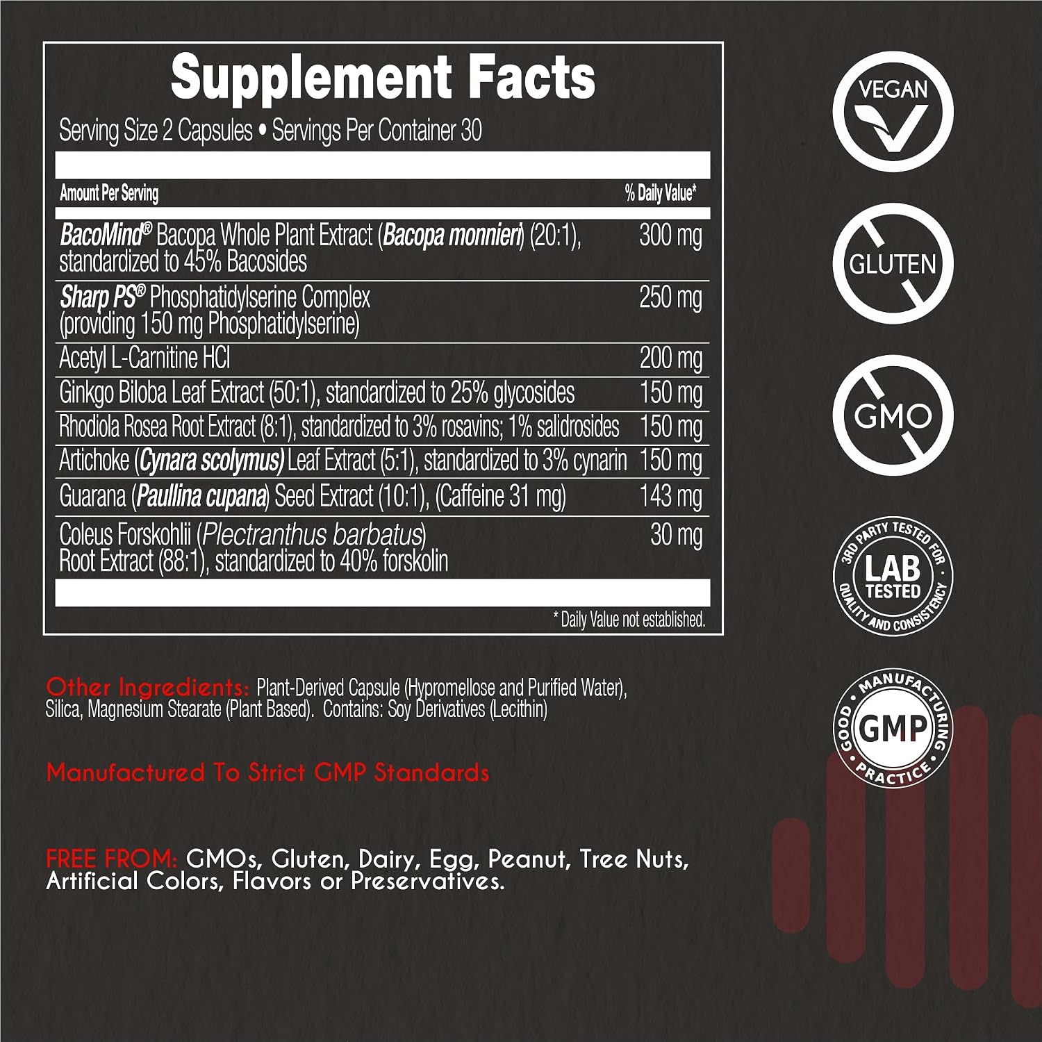 myBrainCo. Sharp Mind - Nootropic Food Supplement for Memory and Focus - 60 Vegetarian Capsules - görsel 5