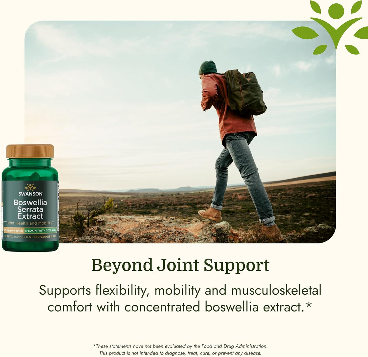 Swanson Boswellia Serrata Extract – Herbal Supplement for Joint Support, Mobility & Flexibility* – 5-LOXIN Standardised – Non-GMO – 60 Vegetarian Capsules - görsel 5