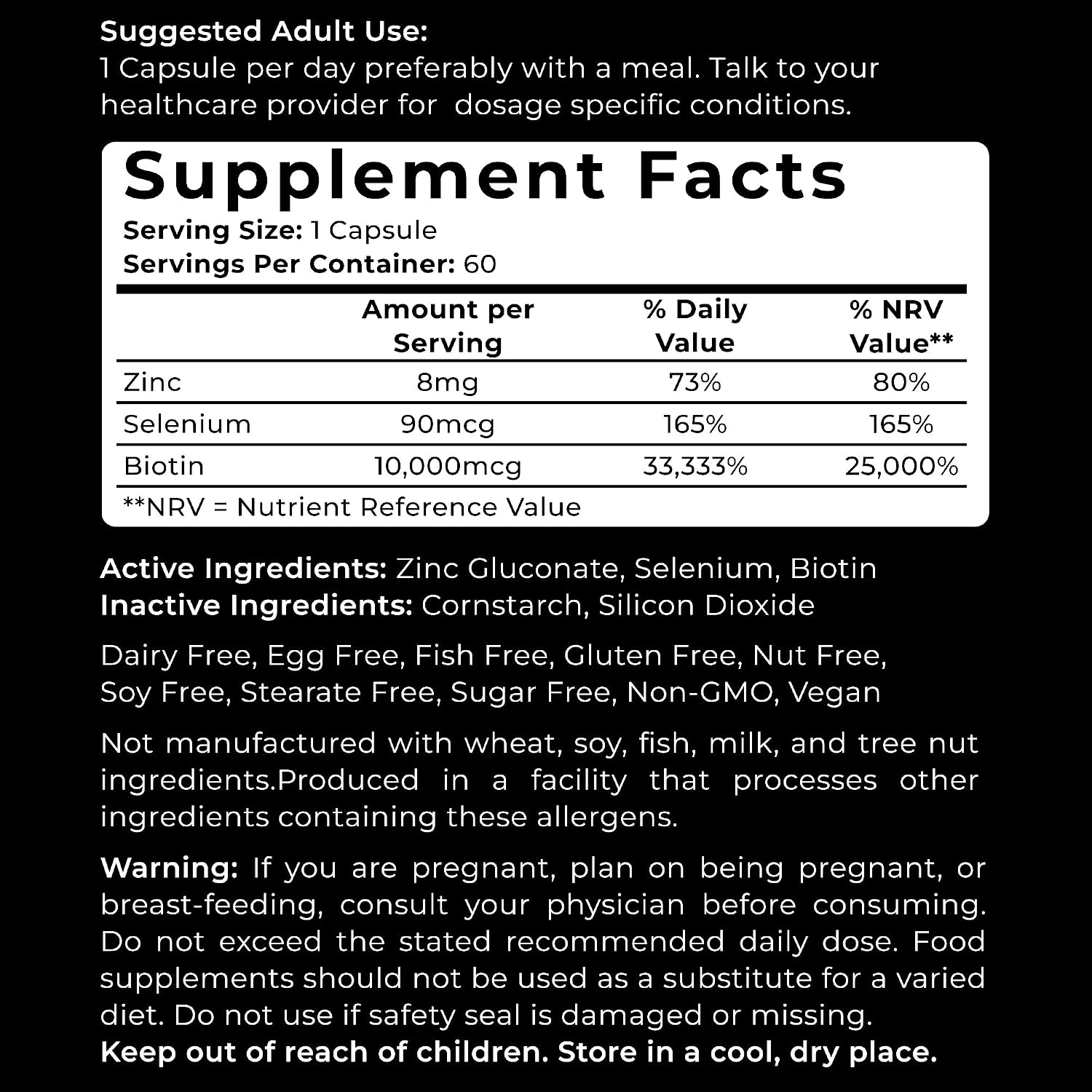 VWS Biotin 10,000 mcg with Zinc & Selenium – Vegan Capsules for Hair, Skin & Nails - görsel 2