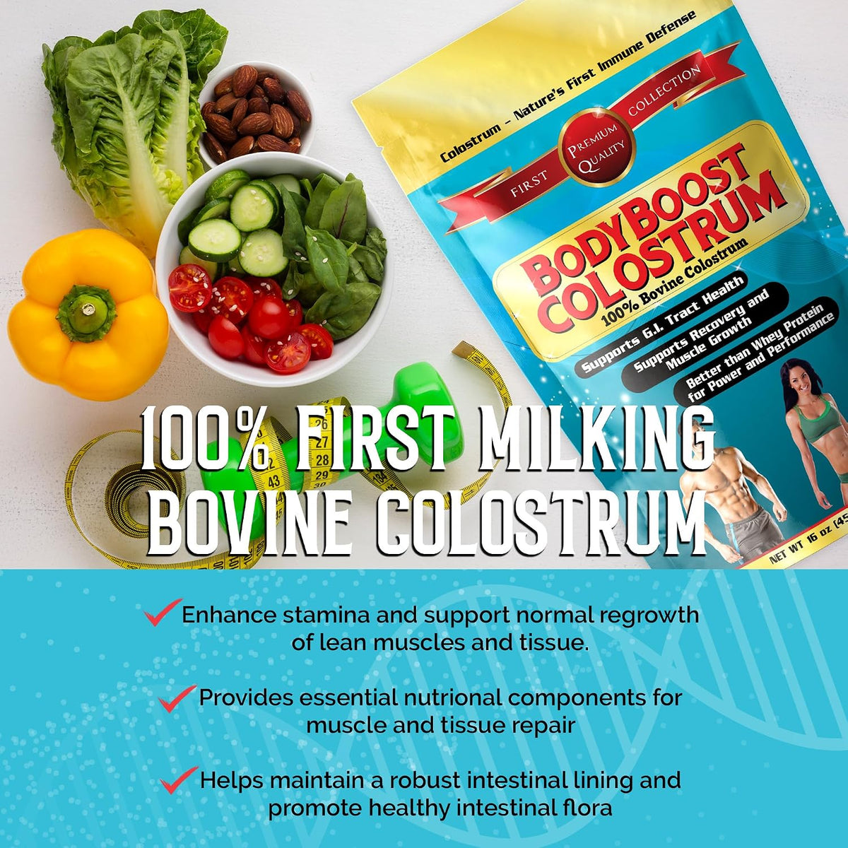 BodyBoost Whole Colostrum, 100% Bovine Colostrum Powder, Immune Support with Immunoglobulin and Lactoferrin, Grass Fed Colostrum for Gut Health, 454 g - görsel 5