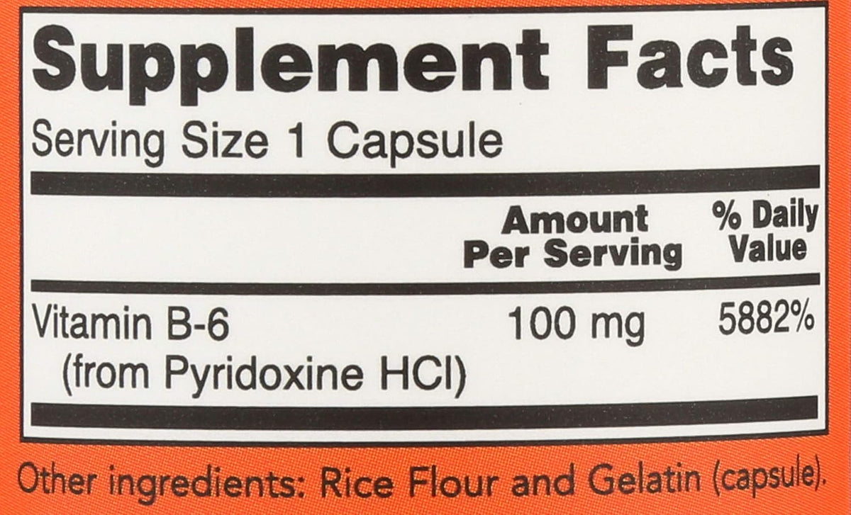 Now Foods B-6 100 mg, 100 Capsules - görsel 3