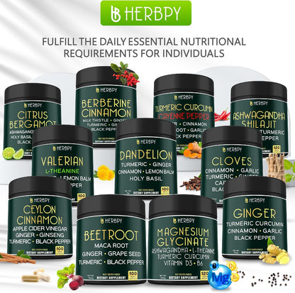 Herbpy 4-in-1 Cardamom Supplement - Green & Black Cardamom Seeds with Turmeric & Black Pepper – Digestive Health & Natural Wellness, 100 Vegan Capsules