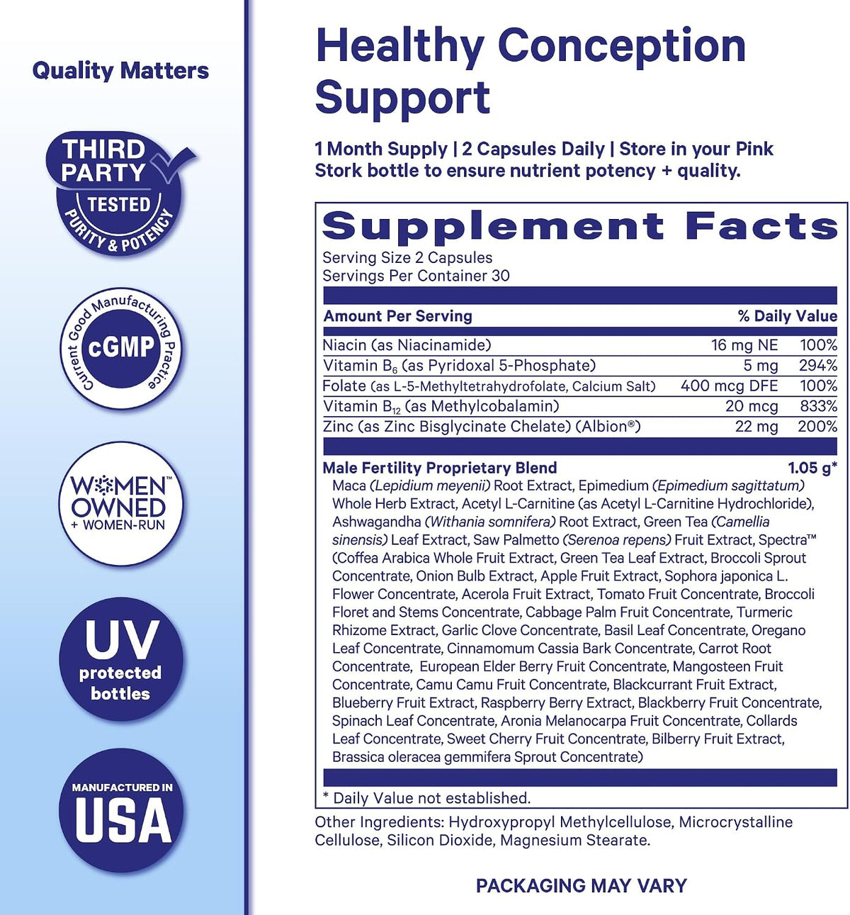 Pink Stork BlueStork Men's Fertility Support – Male Prenatal Vitamins with Maca Root, Ashwagandha, Folate, B12 – 60 Capsules – Image 6