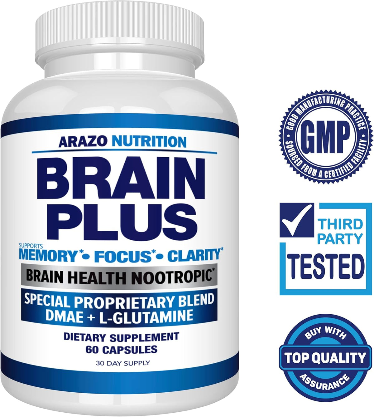 Arazo Nutrition Brain Plus – Premium Brain Function Supplement for Memory, Focus, and Clarity - görsel 2
