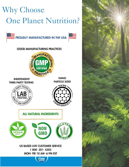 One Planet Nutrition Nano Vitamin C 250 mg Veggie Capsules (240 Servings), Ascorbic Acid from Lime Extract, Nano for Enhanced Absorption, Supports Collagen Production & Immune Function, Non-GMO, Vegan
