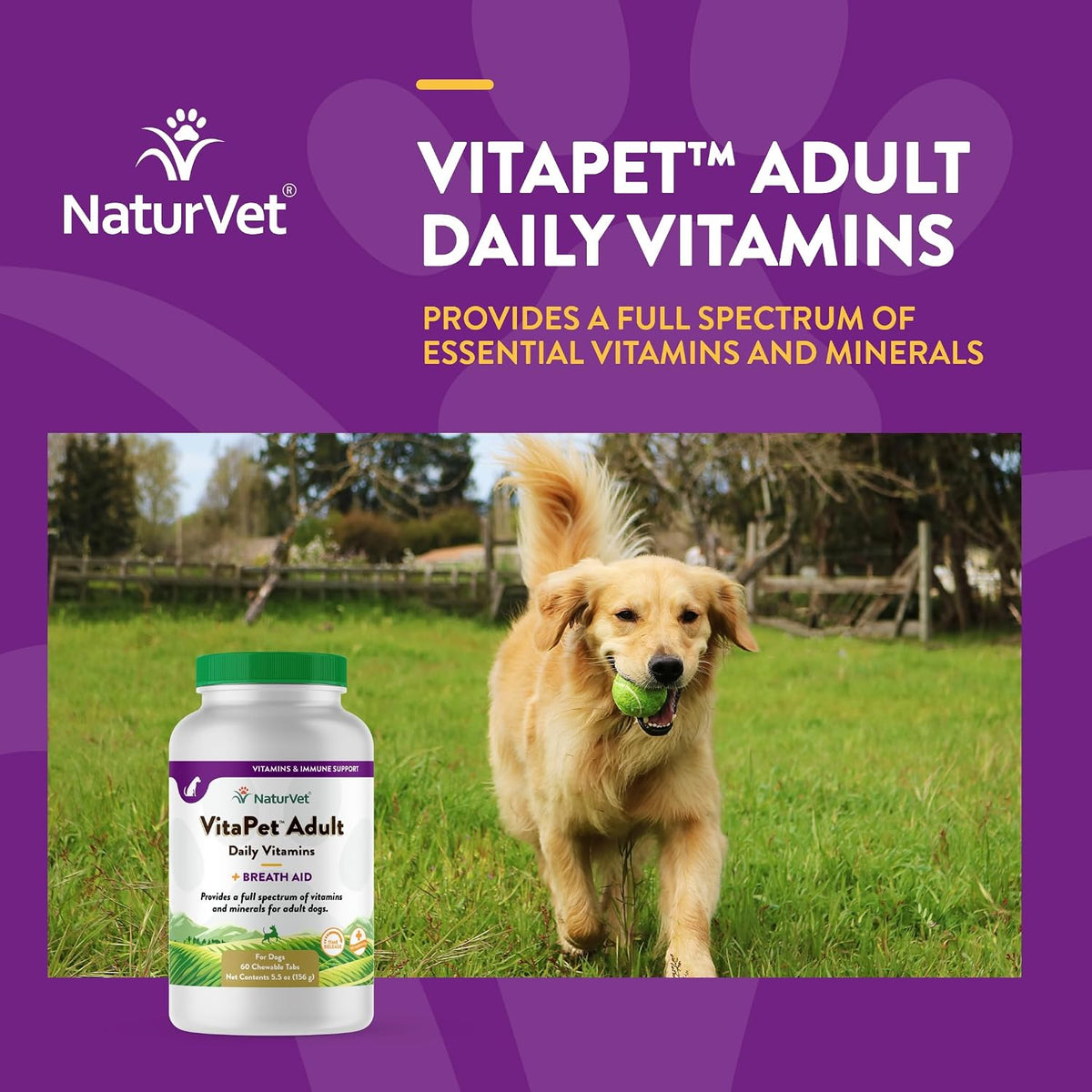 NaturVet VitaPet Adult Daily Vitamins for Dogs with Breath Aid, 60 Tablets - görsel 4