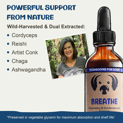 Breathe Dog Allergy Relief Drops 2 fl. oz.: Mushroom Extracts & Ashwagandha Tincture