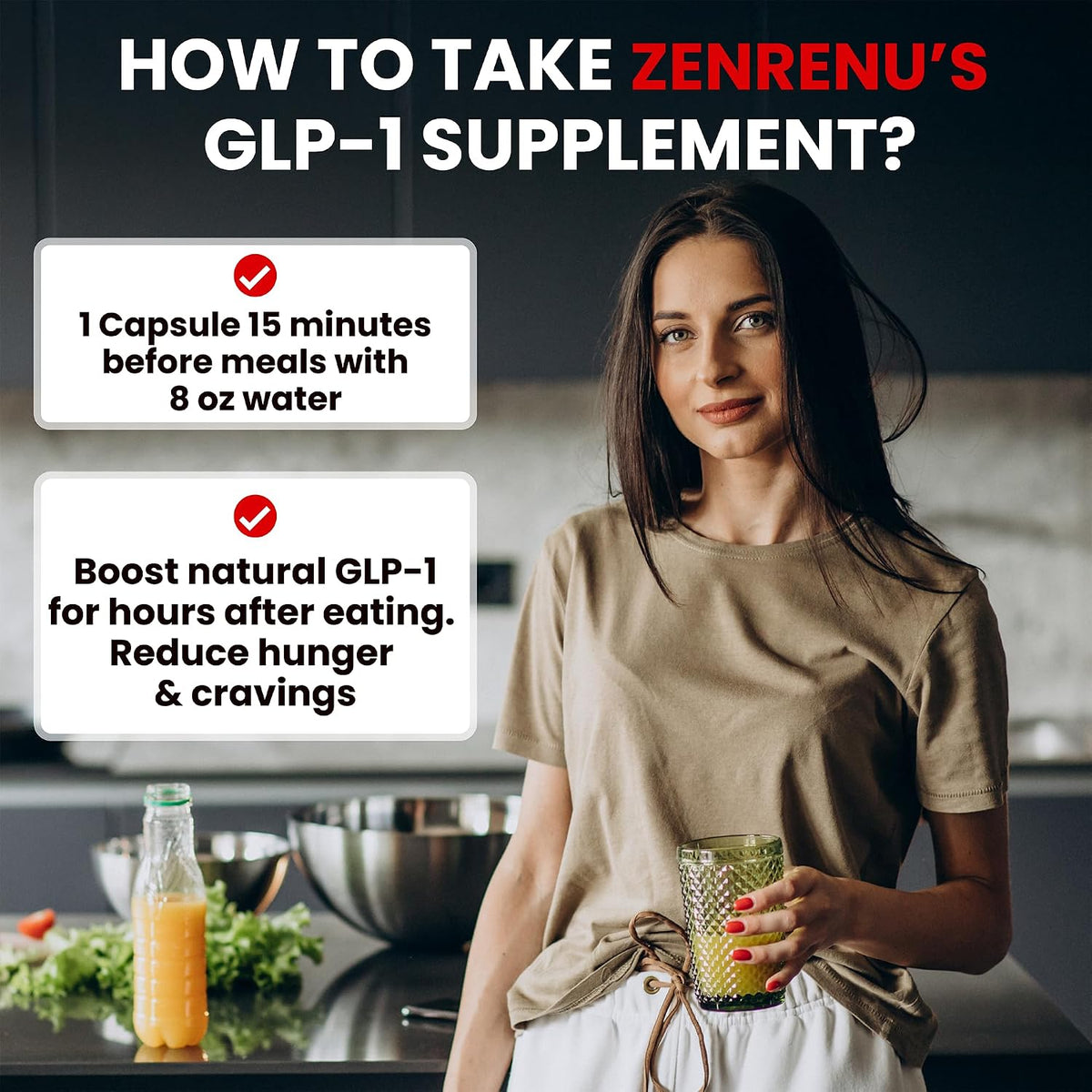 Zenrenu GLP-1 Supplement for Women – Natural Metabolism, Appetite & Craving Support with Super Berberine and Akkermansia Probiotic (60 Vegan Capsules) - görsel 4
