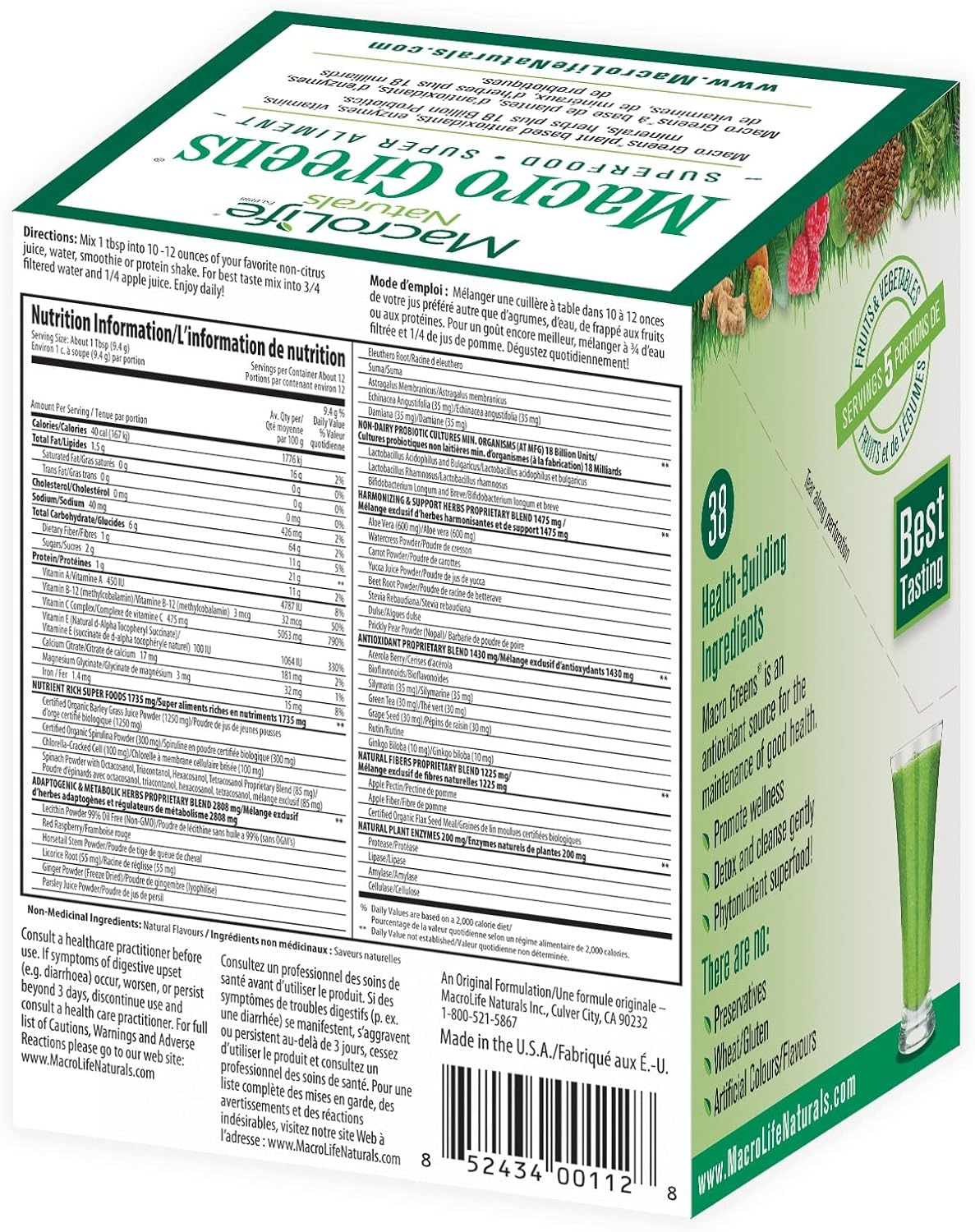 MacroLife Naturals Macro Greens Superfood – Digestive Support: With 18 billion CFU of probiotics, prebiotics, and – Image 7