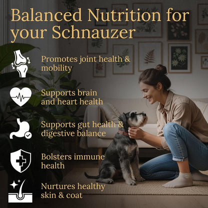 Prestige Breed Multivitamins for Schnauzers, Balanced Nutrition, 90 Count, Made in USA with Real Bacon