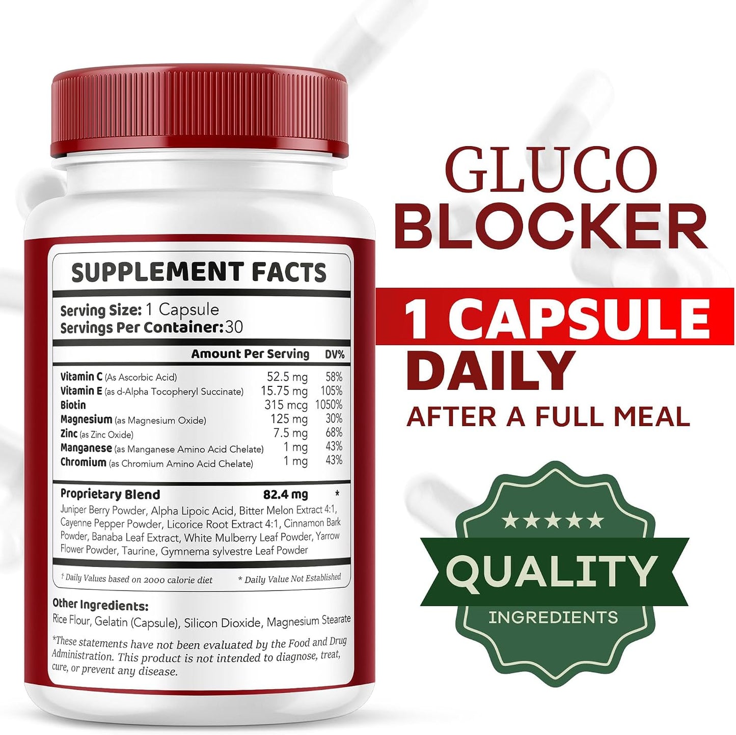 GlucoBlocker Capsules - GlucoBlocker Food Supplement - GlucoBlocker All Natural Vitamins - GlucoBlocker Premium Formula - 60 Capsules - görsel 4