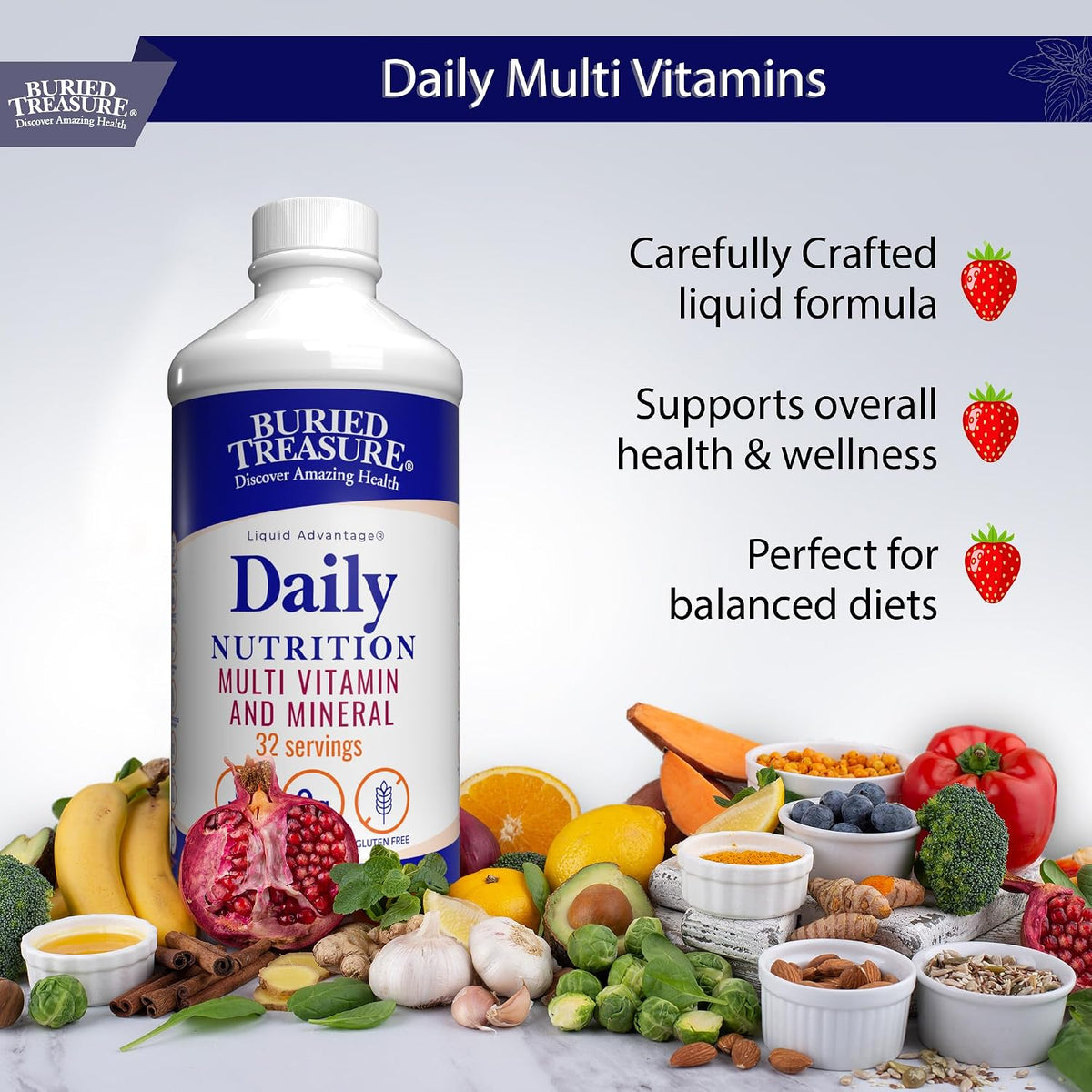 Buried Treasure Daily Nutrition Liquid Multivitamin and Mineral Supplement with Trace Minerals and Superfoods - görsel 3