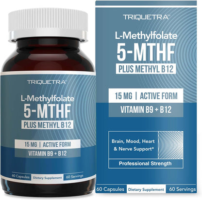 L-Methylfolate 15mg with Methyl B12 Cofactor – High Potency Liquid Sublingual Active 5-MTHF – Organic Berry Flavour – Bioactive Forms Vitamin B9 and B12 (30 ml)