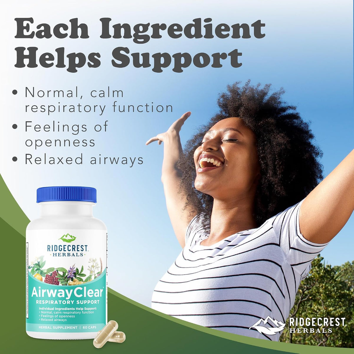 Ridgecrest Herbals AirwayClear - Lung Health & Respiratory Support Supplement (60 Vegan Capsules) - görsel 2