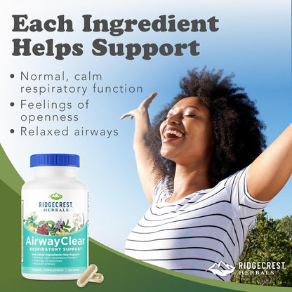 Ridgecrest Herbals AirwayClear - Lung Health & Respiratory Support Supplement (60 Vegan Capsules)