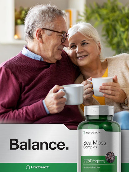 Horbäach Sea Moss Capsules | 120 Capsules | Complex Formula with Bladderwrack & Burdock Root | Non-GMO & Gluten-free Supplement