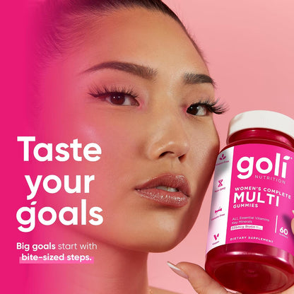 Goli Women's Multi Gummies - Complete Daily Multivitamin with All 13 Essential Vitamins, Biotin, Zinc - Supports Hair, Skin, Nails, Immune System - Vegan, Non-GMO - 60 Gummies (2 Pack)