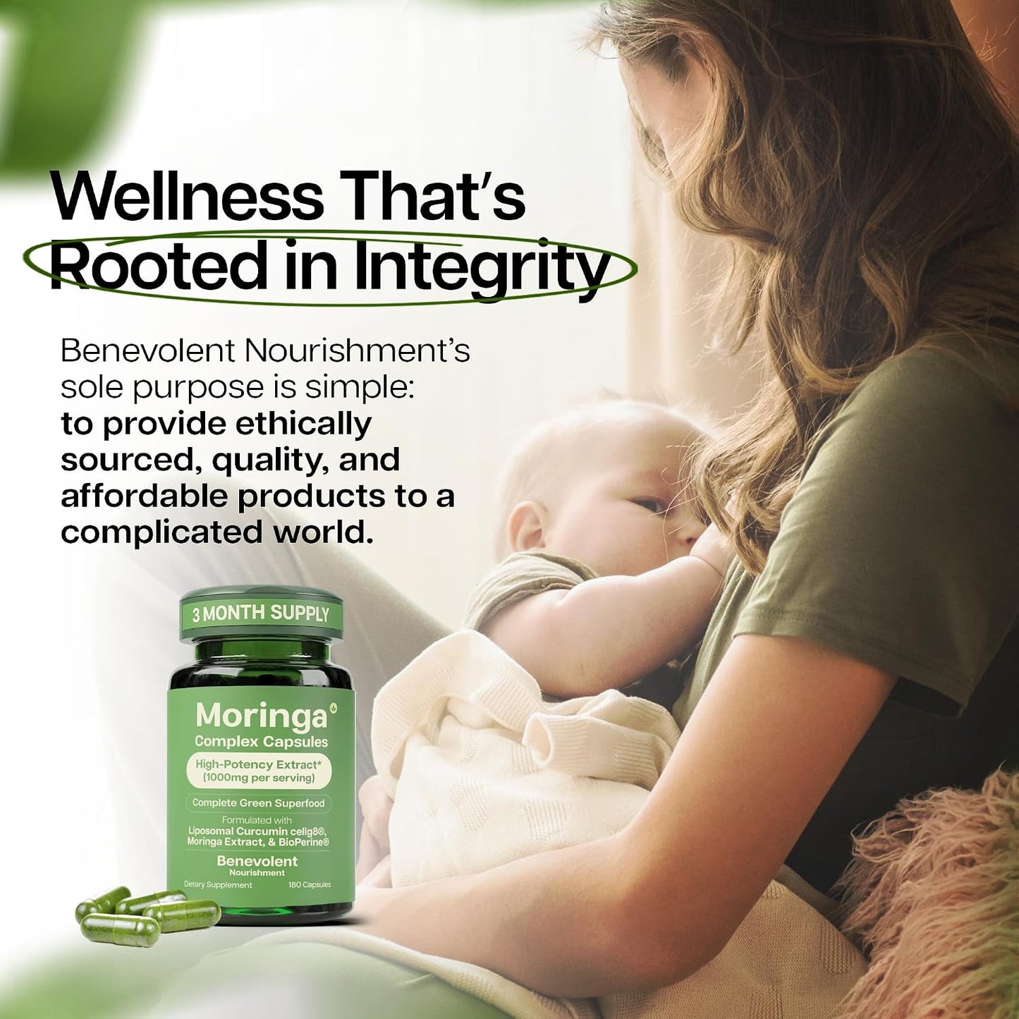 Benevolent Moringa Capsules with Liposomal Curcumin & BioPerine – 180 Capsules - görsel 9