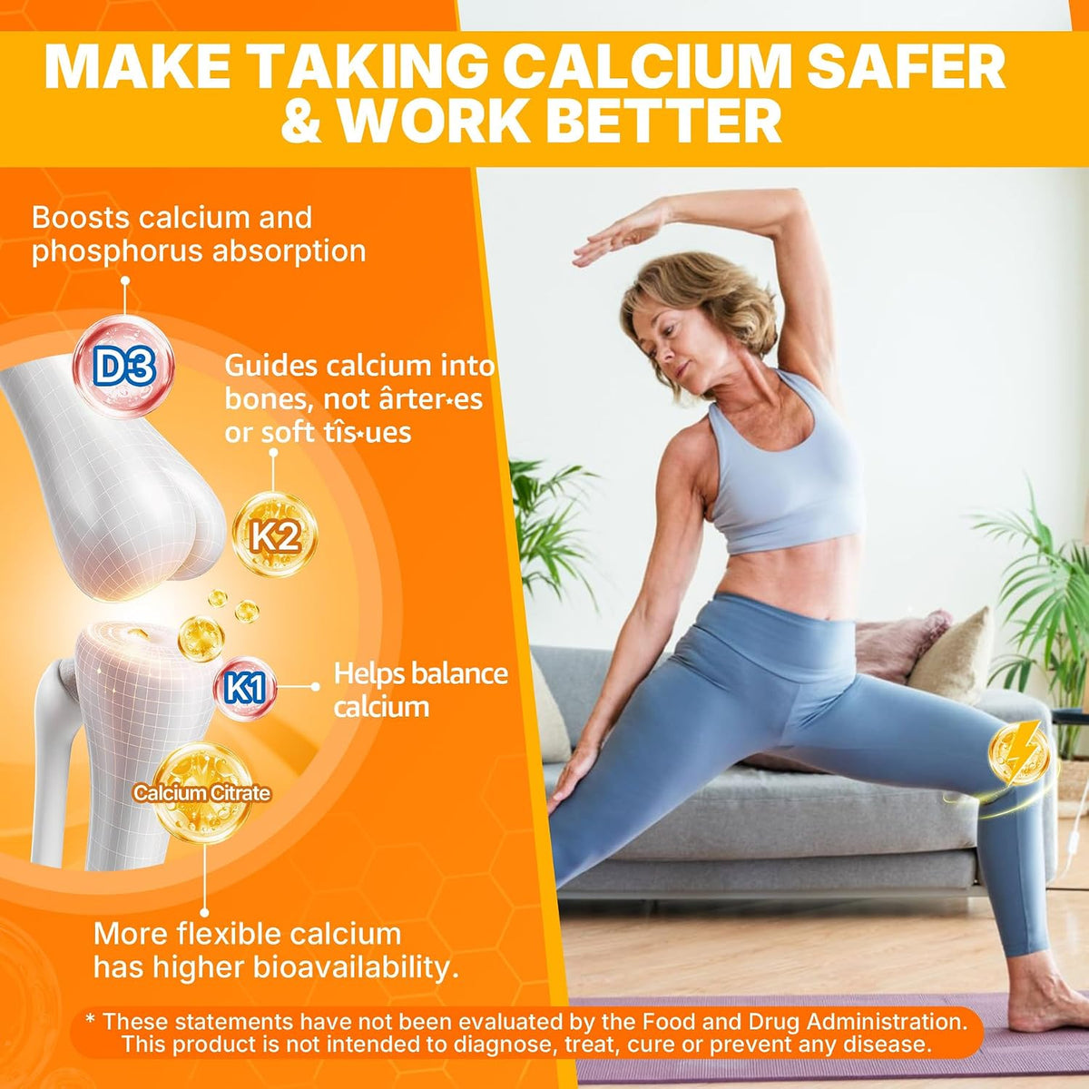 Nextdia Vitamin D3 20,000 IU + K2 (MK-4 & MK-7) with Calcium Citrate – Bone & Muscle Support, 240 Softgels (2 Pack) - görsel 6