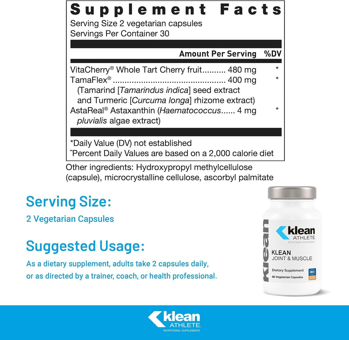Klean Athlete Joint & Muscle - Plant-Based Joint Comfort, Flexibility & Muscle Recovery - 60 Vegetarian Capsules - görsel 2