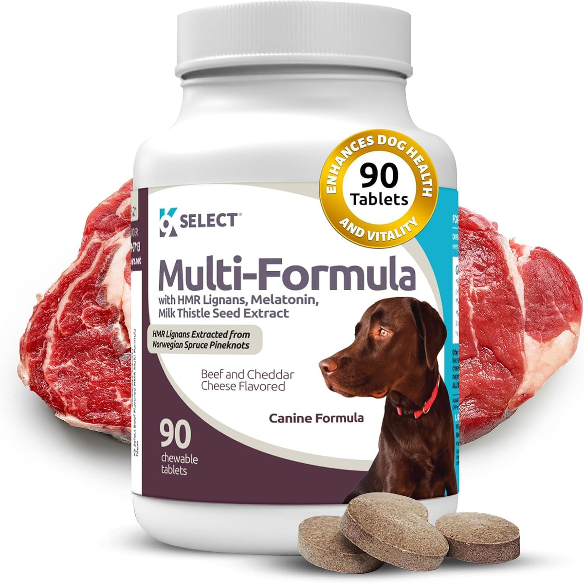 Multi-Formula Dog Vitamins for Large Dogs – 90 Beef Flavoured Chewable Tablets - görsel 1