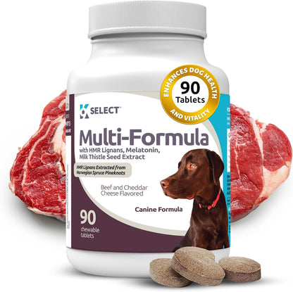 Multi-Formula Dog Vitamins for Large Dogs – 90 Beef Flavoured Chewable Tablets
