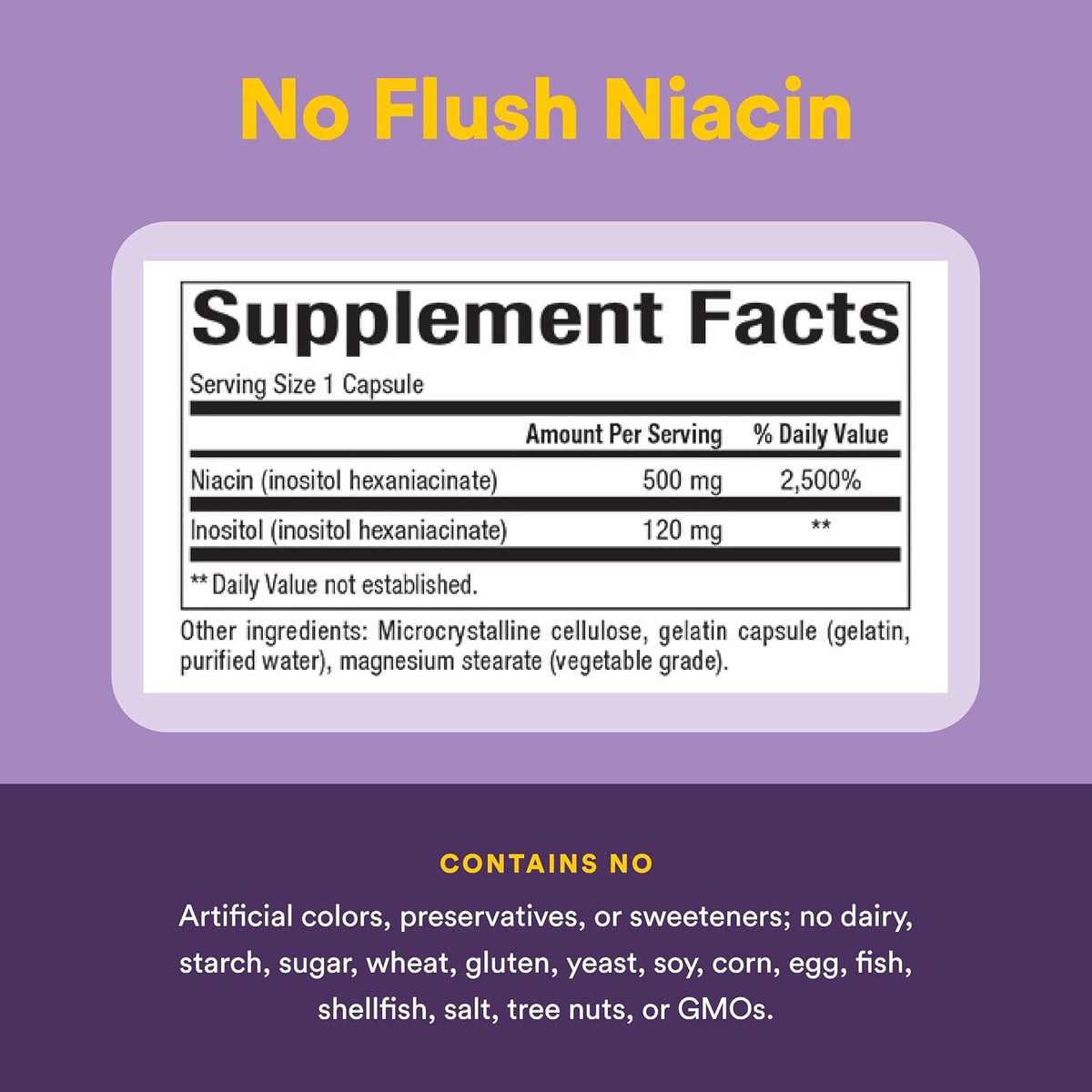 Natural Factors No Flush Niacin 500 mg, 90 Tablets - görsel 4