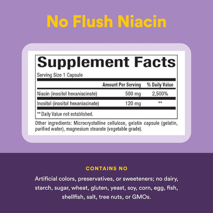 Natural Factors No Flush Niacin 500 mg, 90 Tablets