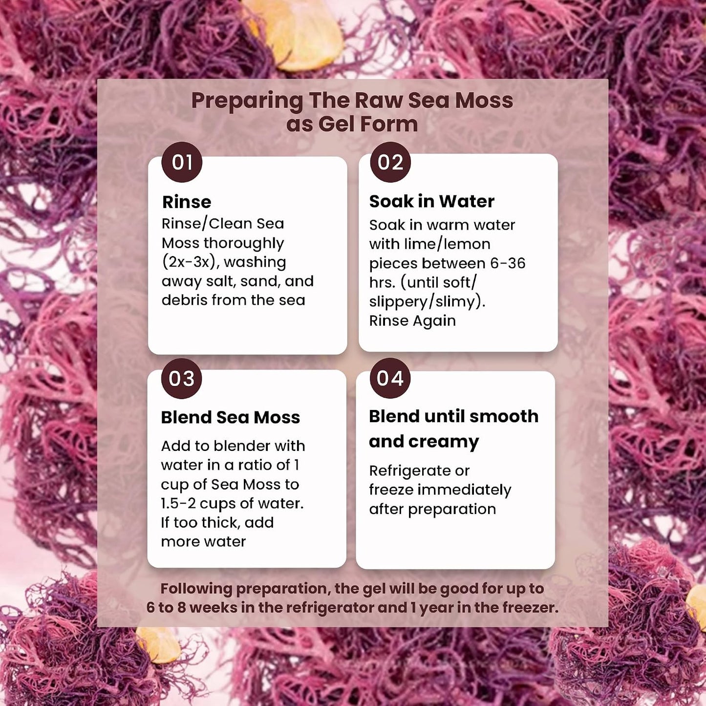 Herb To Body Purple Sea Moss – 113g (4oz), Wildcrafted from Saint Lucia, Raw & Dried - görsel 2