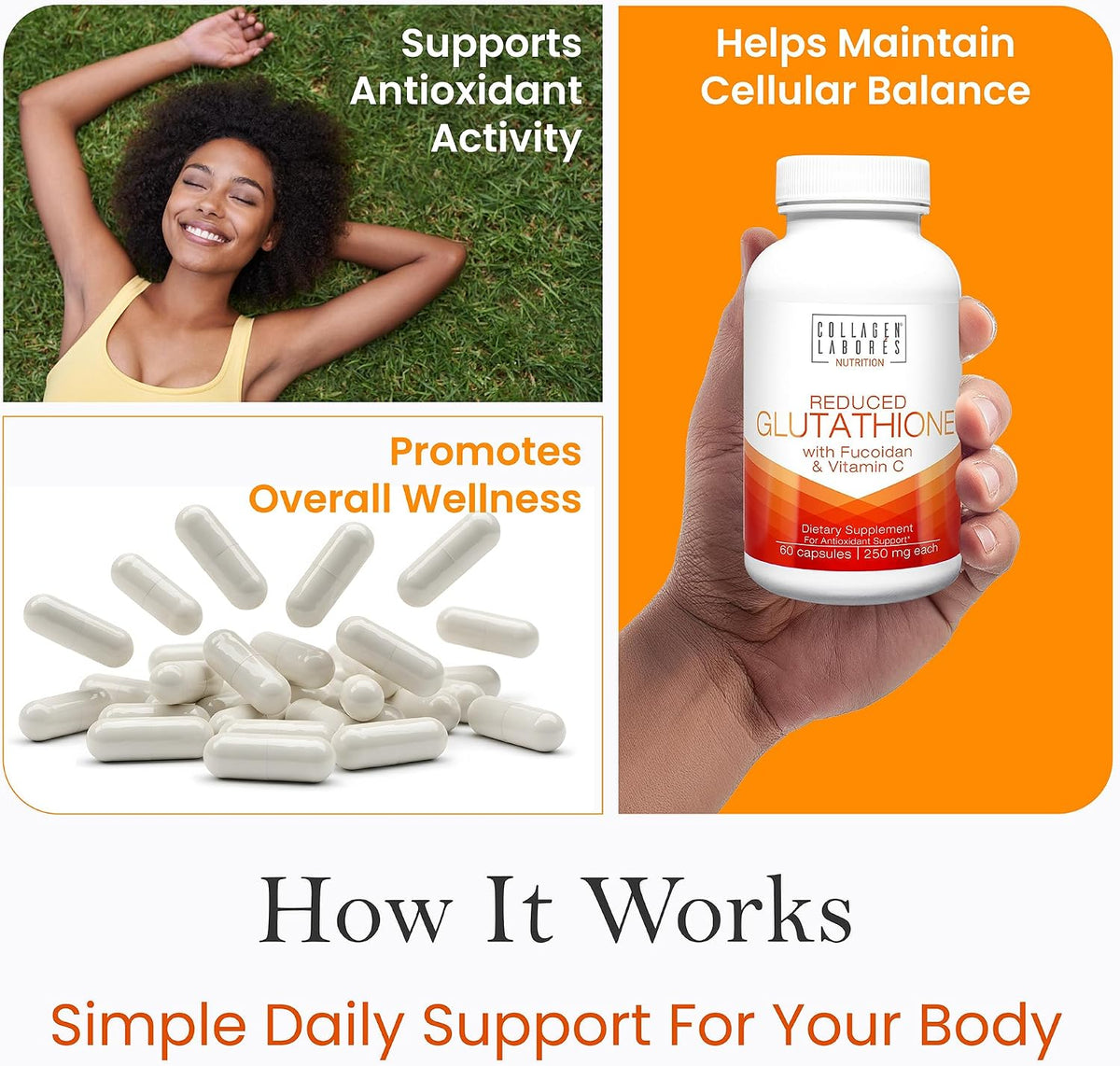Advanced Glutathione Complex 500mg with Fucoidan & Vitamin C – Antioxidant Support for Skin Health, Natural Detox & Immune Support – Non-GMO, Made in USA (60 Capsules) - görsel 5