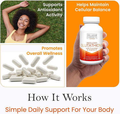 Advanced Glutathione Complex 500mg with Fucoidan & Vitamin C – Antioxidant Support for Skin Health, Natural Detox & Immune Support – Non-GMO, Made in USA (60 Capsules)