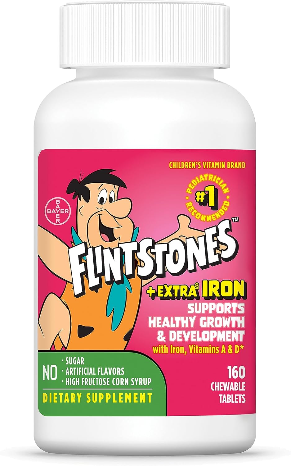 Flintstones Vitamins Chewable Kids Multivitamin with Extra Iron, 160 Tablets - görsel 1