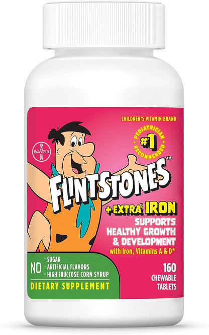 Flintstones Vitamins Chewable Kids Multivitamin with Extra Iron, 160 Tablets