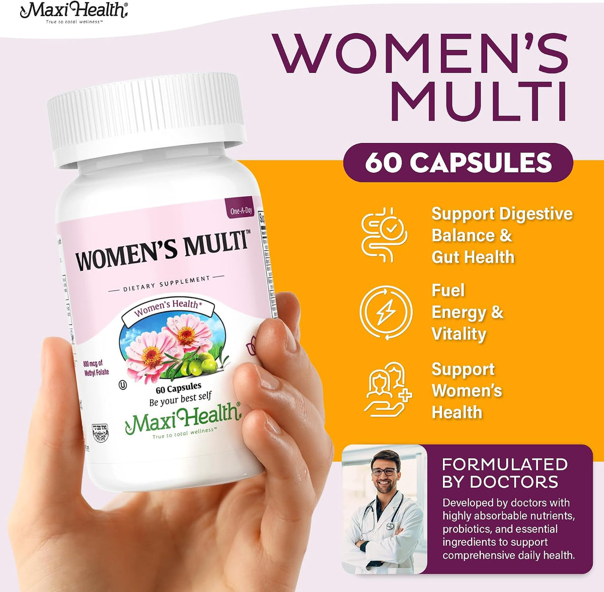 Women's Multivitamin – Methylated Multivitamin for Women with 23 Key Vitamins, Probiotics, Enzymes – Kosher 60 Capsules - görsel 2