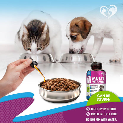 Beloved Pets Cat & Dog Multivitamin Liquid – 21-in-1 Support with Glucosamine & Cranberry (60ml)
