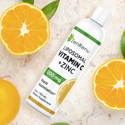 Liposomal Vitamin C and Zinc Liquid Drink for Adults & Children - Non-GMO Sunflower Lecithin - Maximum Antioxidant & Immune Support, 150 ml