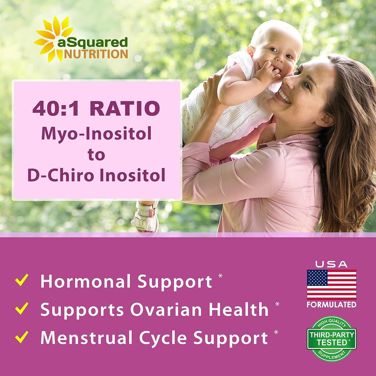 aSquared Nutrition Myo-Inositol & D-Chiro Inositol Supplement - 40:1 Ratio with Vitamin D3 and Zinc - 180 Capsules - görsel 6