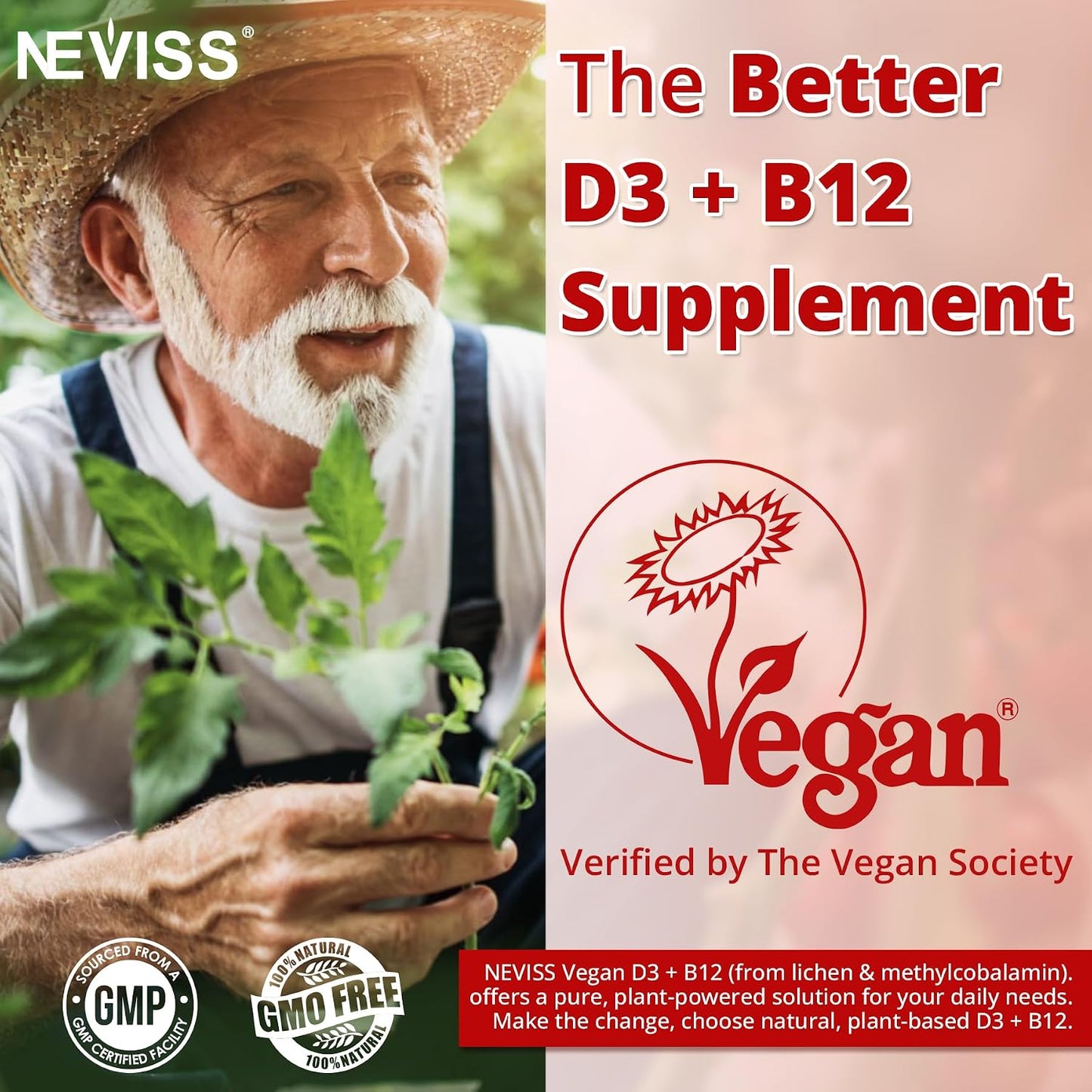 NEVISS 2-Pack Vegan Vitamin D3 + Vitamin B12 Gummies, High Potency D3 5000IU & 1000mcg Methylated B12, Vitamin D3 and B12 for Adults, Support Bone Health, Immune & Energy Supplement, 120 Count - görsel 6