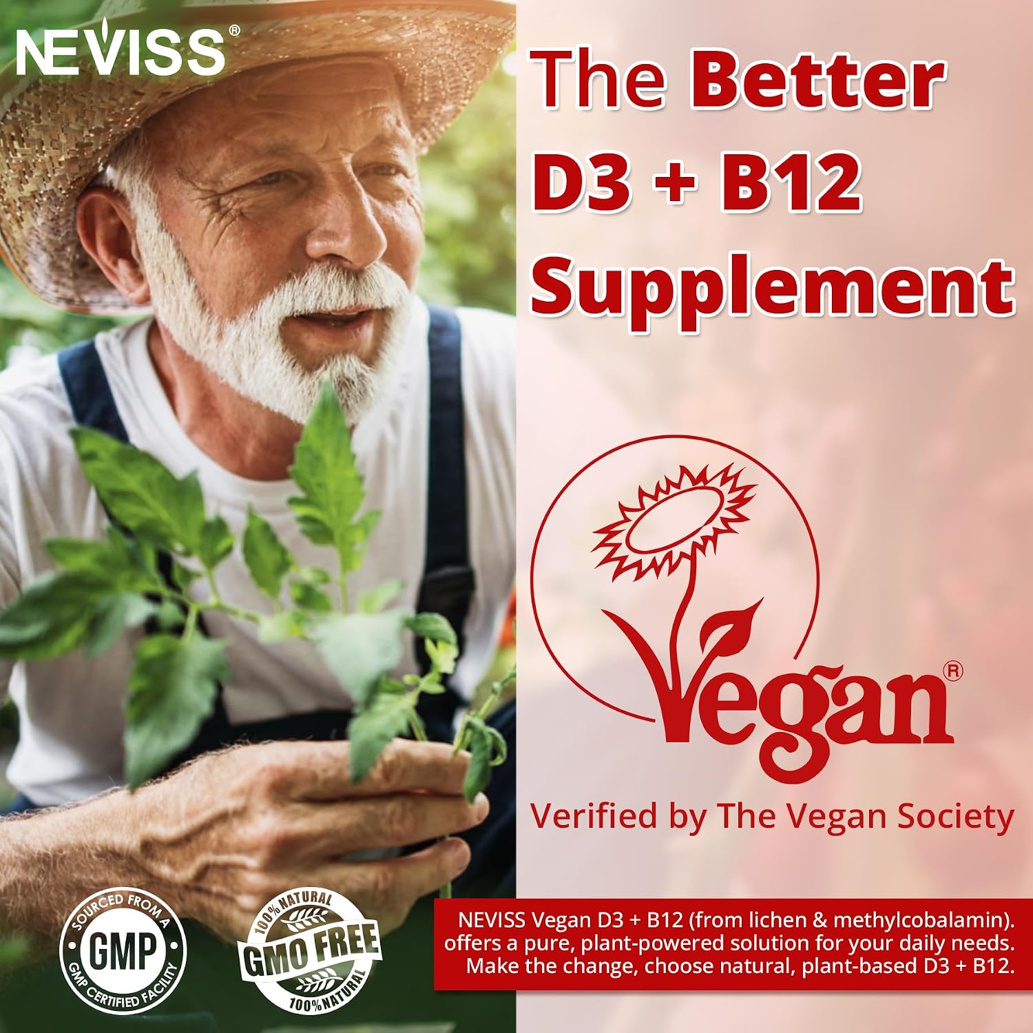 NEVISS 2-Pack Vegan Vitamin D3 + Vitamin B12 Gummies, High Potency D3 5000IU & 1000mcg Methylated B12, Vitamin D3 and B12 for Adults, Support Bone Health, Immune & Energy Supplement, 120 Count - görsel 6