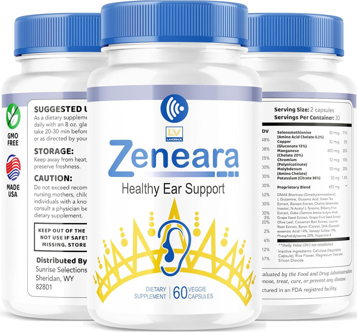 Zeneara Ear Support Supplement - 3-Pack (180 Capsules) - görsel 4