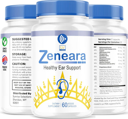 Zeneara Ear Support Supplement - 3-Pack (180 Capsules)
