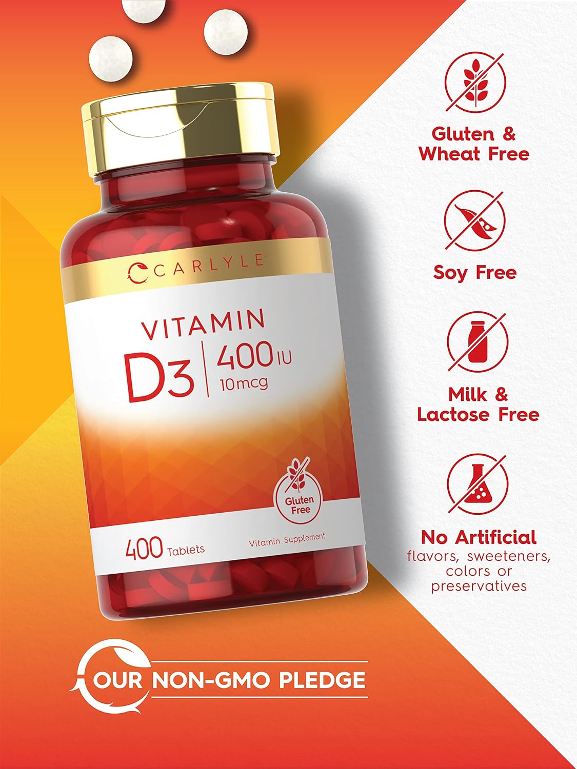 Carlyle Vitamin D3 400 IU (10 mcg) | 400 – Muscle Function: Vitamin D contributes to normal muscle function, – Image 4