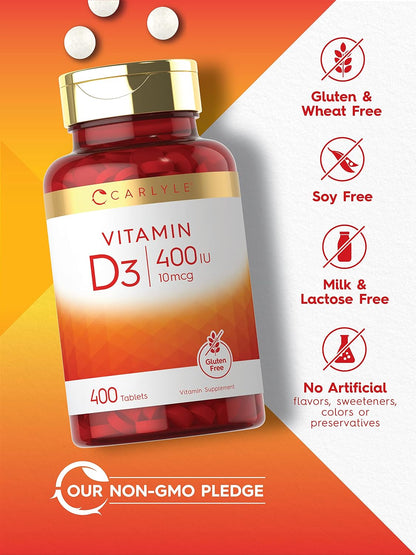 Carlyle Vitamin D3 400 IU (10 mcg) | 400 – Muscle Function: Vitamin D contributes to normal muscle function, – Image 4
