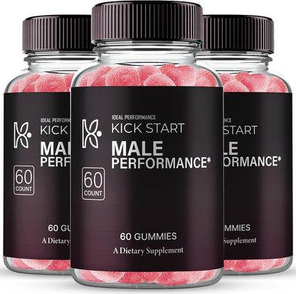 Kickstart Gummies, Official Kick Start Supplement Gummy for Men – High Strength Performance, All Natural Support for Health & Wellbeing, Advanced Formula (3 Pack)