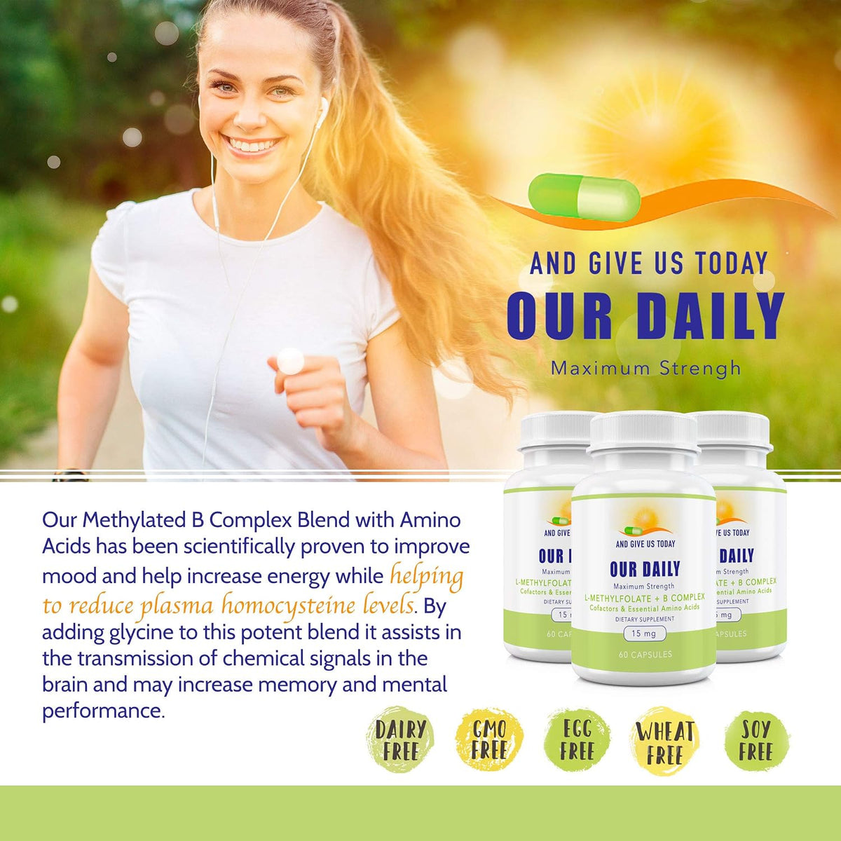 Our Daily Vites L-Methylfolate B Complex Cofactors & Essential Amino Acids - 60 Capsules - görsel 4