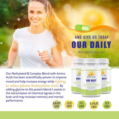 Our Daily Vites L-Methylfolate B Complex Cofactors & Essential Amino Acids - 60 Capsules