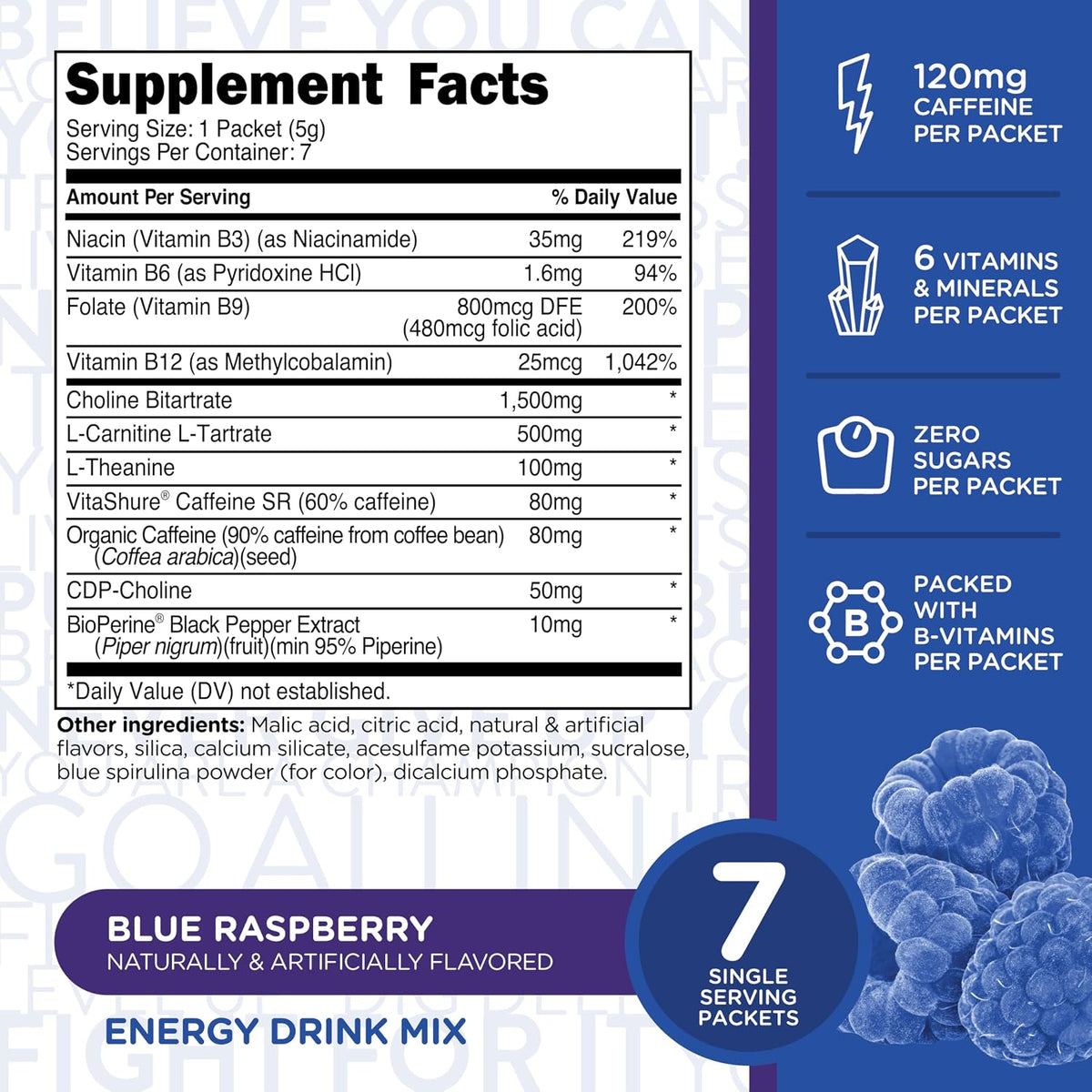 TransformHQ Boost Shot Powder Drink Sachets, Blue Raspberry, Pack of 7 - görsel 2