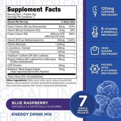 TransformHQ Boost Shot Powder Drink Sachets, Blue Raspberry, Pack of 7