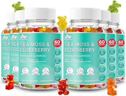 BIO VITALICA Irish Sea Moss Gummies – Vegan Immune Support with Vitamin C, D, Zinc – 3 Pack